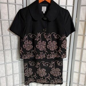 Tristan, Black and Pink Floral Two-Piece Set, Size 8